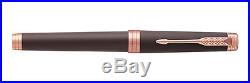 Parker Premier Soft Brown Fountain Pen w Pink Gold Trim PGT Fine Point 1931405