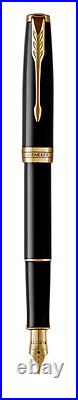 Parker Sonnet Fountain Pen Black Lacquer & Gold Fine Point New In Box 1931494
