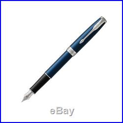 Parker Sonnet Lacquered Blue Fountain Pen With Chrome Trim Fine Point 1945363