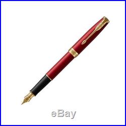 Parker Sonnet Lacquered Red Fountain Pen w Gold Trim GT Fine Point 1931473 NEW