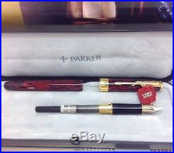 Parker Sonnet Premier Red Laque Fountain Pen FP Gold Trim 18k NIB Fine Point New