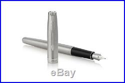 Parker Sonnet Stainless Steel Fountain Pen With Chrome Trim CT Fine Point New