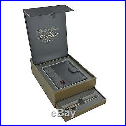 Parker Sonnet Sterling Silver Cisele GT Fine Point Fountain Pen with Notebook