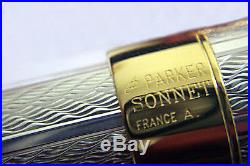 Parker Sterling Silver Fougere Fountain Pen Fine Point 18k Gold Nib New In Box