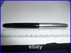 Parker Vintage 51 Black Chrome Cap Fountain Pen -working- medium point