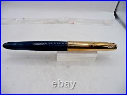 Parker Vintage 51 Blue Gold Capped Fountain Pen-working- fine point