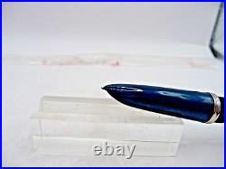 Parker Vintage 51 Blue Gold Capped Fountain Pen-working- fine point