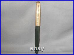 Parker Vintage 51 Dark Green Gold Cap Fountain Pen works- fine point