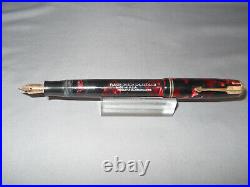 Parker Vintage Deluxe Challenger Red Marble Fountain Pen-new sac-l4k fine point