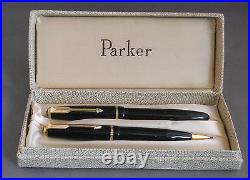 Parker Vintage French Duofold Set in box-black-18k nib-fine point