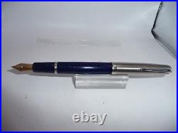 Parker Vintage VS Chrome Cap Button Fill Fountain Pen Blue- extra- fine point