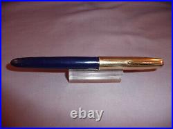 Parker Vintage VS Gold Cap Button Fill Fountain Pen Blue- extra- fine point