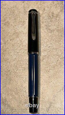 Pelikan Blue with Chrome Pinstripe Fine Point Fountain Pen. Made In Germany