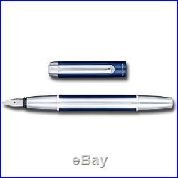 Pelikan Pura Blue & Silver Fountain Pen Fine Point Nib New 952085