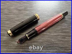 Pelikan Souveraine M800 Fountain Pen F Fine Point Red Stripe Bordeaux
