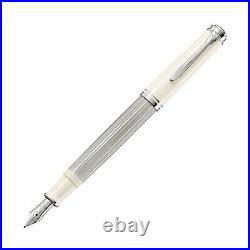 Pelikan Souveran 405 Fountain Pen in Silver-White Extra Fine Point NEW