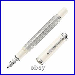 Pelikan Souveran 405 Fountain Pen in Silver-White Fine Point NEW in Box