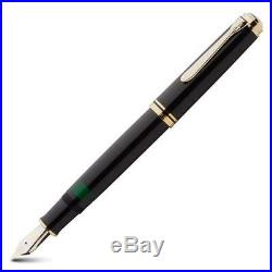 Pelikan Souveran M400 Fountain Pen Black Gold Trim Extra Fine Point NEW