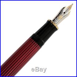 Pelikan Souveran M400 Fountain Pen Black & Red Gold Trim Fine Point 904771