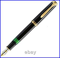 Pelikan Souveran M600 Fountain Pen Black Gold Trim Fine Point NEW in box
