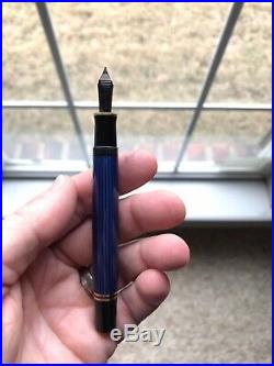 Pelikan Souveran M600 Fountain Pen Blue and Black Gold Trim Fine Point