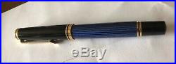 Pelikan Souveran M600 Fountain Pen Blue and Black Gold Trim Fine Point