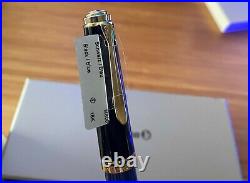 Pelikan Souveran M800 Fountain Pen Black & Blue Gold Trim Fine Point
