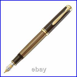 Pelikan Souveran M800 Fountain Pen in Brown Black 18Kt Gold Extra Fine Point