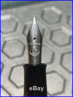 Pelikan Tradition Series M215 Fountain Pen Black & Silver Rings Fine Point