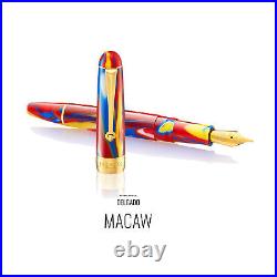 Penlux Masterpiece Delgado Fountain Pen in Macaw 18K Gold Fine Point NEW
