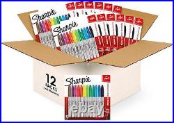 Permanent Markers Fine Point Assorted Colors 12 Packs of 12, 144 Total Marker