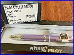 Pilot Capless Decimo Fountain Pen Purple Extra Fine Point 65336 NEW
