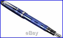 Pilot Custom 74 Fountain Pen in Blue with Silver Trim 14K Gold Fine Point NEW