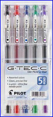 Pilot G-Tec-C Gel Rolling Ball Pens, Ultra Fine Point, 5-Pack Pouch