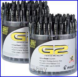 Pilot, G2 Premium Gel Roller Pens, Fine Point 0.7 Mm, Black, Bulk Pack of 2 Tubs