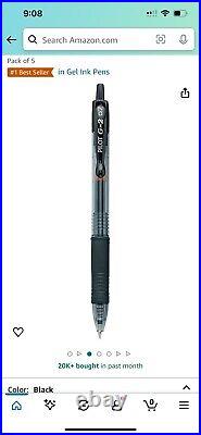 Pilot G2 Premium Gel Roller Pens Fine Point 0.7 mm Black Pack of 5