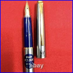Pilot U Fountain Pen 18K Fine Point F Stainless Steel Navy Blue
