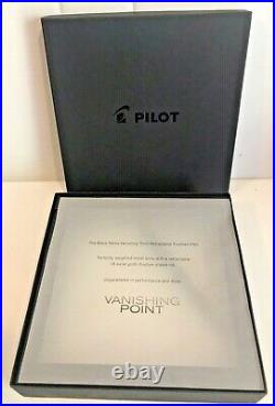 Pilot Vanishing Point Fountain Pen Matte Black 18K Gold Fine Point Nib