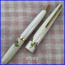 Platinum 18K Fountain Pen Short White Barrel Hydrangea Fine Point Soft Out Of Pr