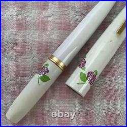 Platinum 18K Fountain Pen Short White Barrel Hydrangea Fine Point Soft Out Of Pr