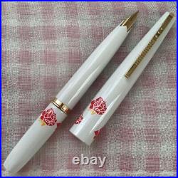 Platinum 18K Fountain Pen Short White Barrel Rose Fine Point Soft Out Of Print