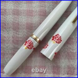 Platinum 18K Fountain Pen Short White Barrel Rose Fine Point Soft Out Of Print