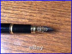 Rare Waterman Ideal Le Man 100 Black Fountain Pen 18K Gold Fine Point Globe