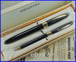 Restored Sheaffer EXCELLENT Black Valiant Snorkel Fine Point Pen & Pencil