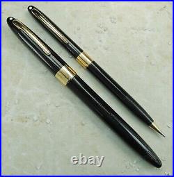 Restored Sheaffer EXCELLENT Black Valiant Snorkel Fine Point Pen & Pencil