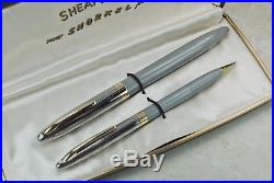 Restored Sheaffer NEAR MINT Pastel Gray Snorkel Clipper Fine Point Pen & Pencil