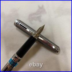 Retro Platinum Fountain Pen Riviere 18Kwg Fine Point Stripe