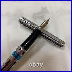 Retro Platinum Fountain Pen Riviere 18Kwg Fine Point Stripe