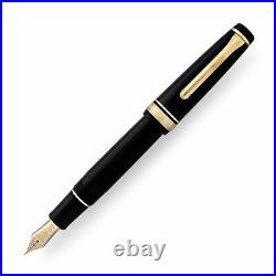 Sailor Pro Gear Fountain Pen in Black with Gold Trim 21K Gold Fine Point NEW