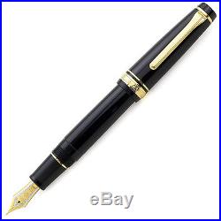 Sailor Professional Gear Black GT 21K Plating Medium Fine Point Fountain Pen